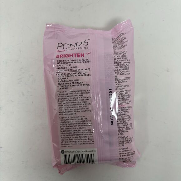 Pond's Vitamin Micellar Wipes Rose For Dark Spots Brighten Removes Makeup 3-Pack - Picture 3 of 4